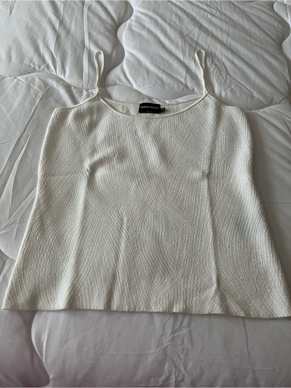 Giorgio Armani Cream Textured Spaghetti Strap Tank Top Sz 44
